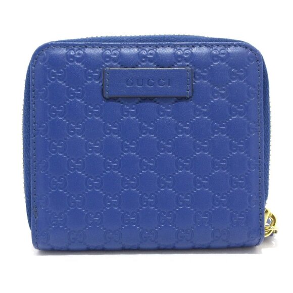 GUCCI Micro Guccissima Blue Leather Bifold Wallet 220-081025 - Picture 1 of 10
